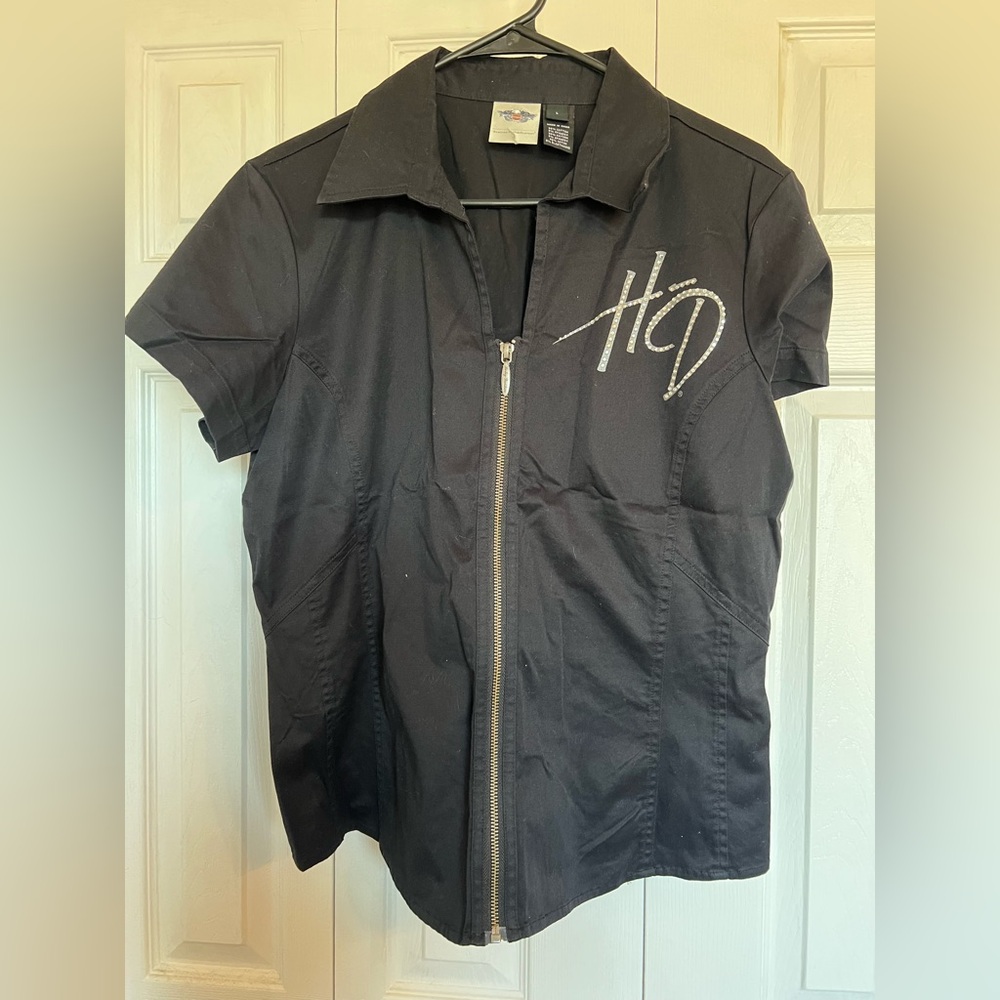 Harley-Davidson Black Short Sleeve Zip Shirt